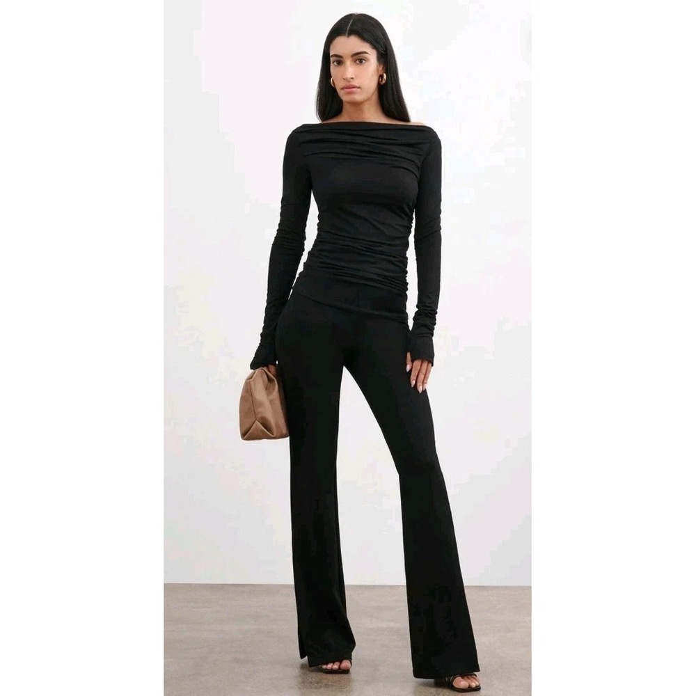 New Marcella Cooper Top Off Shoulder Ruched Bodycon Long Sleeve Sz XL Designer